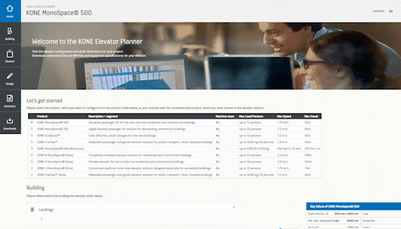 gif_KONE Elevator Planner Screen capture